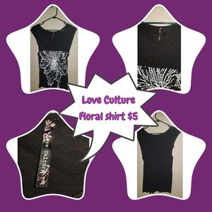 Black shirt with white flower